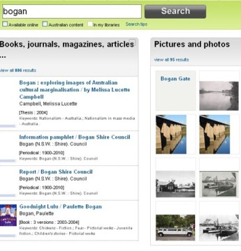 bogan search on trove search engine